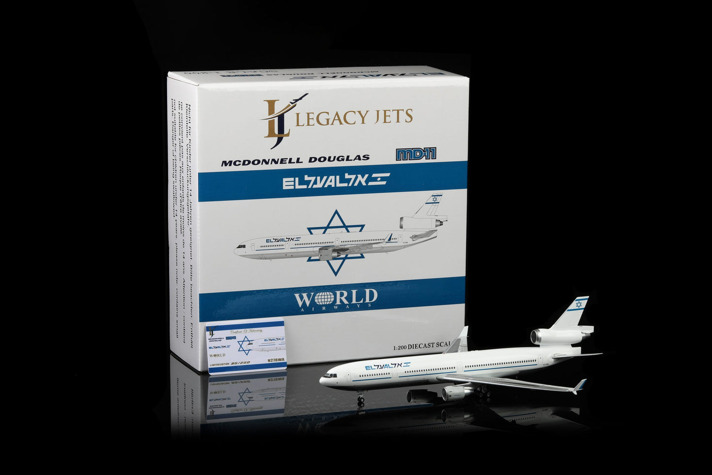 EL AL Airlines (Op'd by World Airways) McDonnell Douglas MD-11 N278WA Scale 1:200