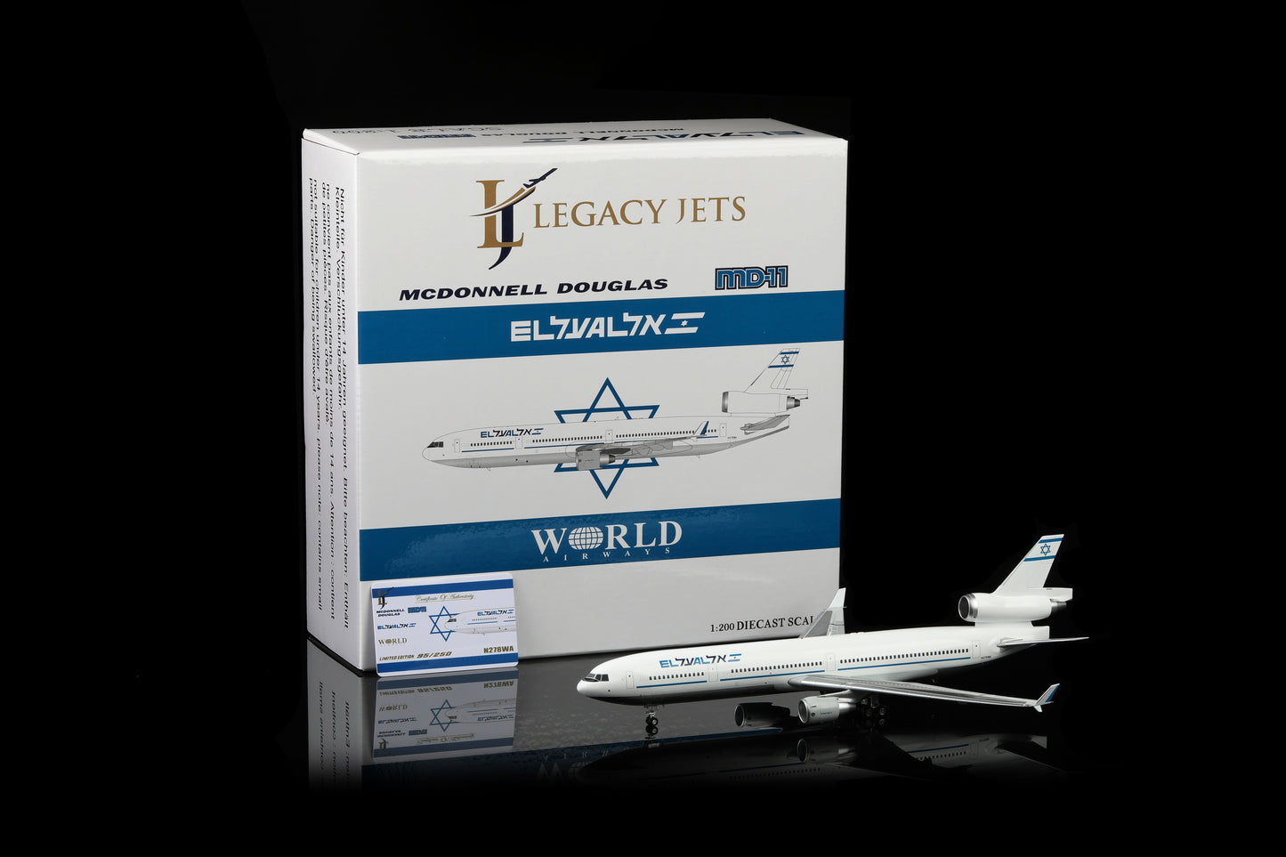 EL AL Airlines (Op'd by World Airways) McDonnell Douglas MD-11 N278WA Scale 1:200